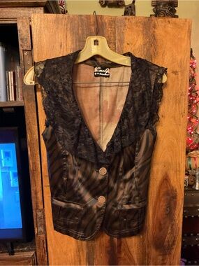 26 International Emely Sheer Brown and Black Vest